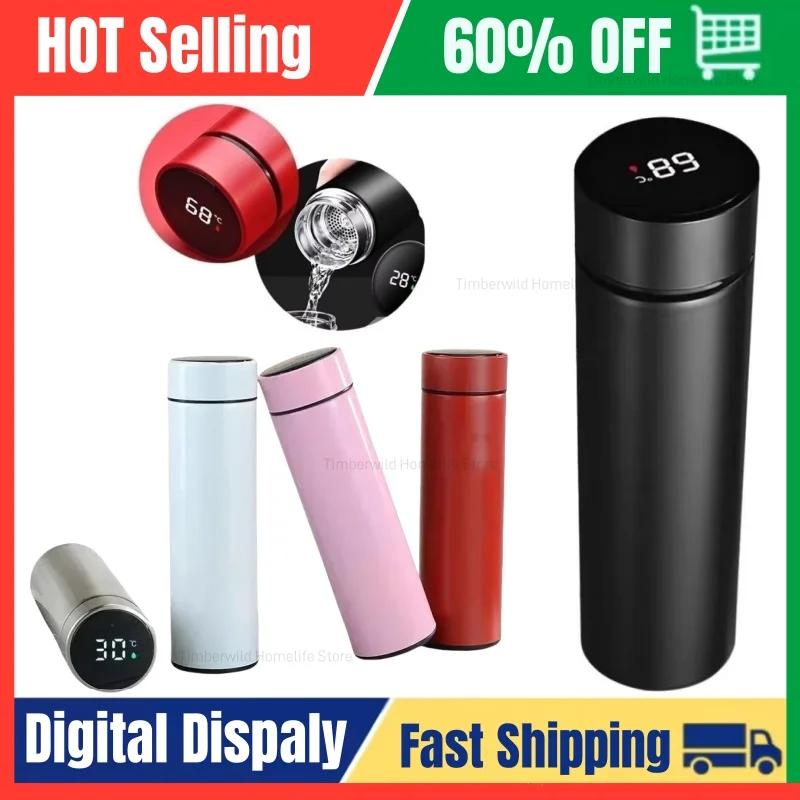 Inteligentny Kubek Termiczny ze Stali Nierdzewnej 500ML z Wyświetlaczem Temperatury ☕